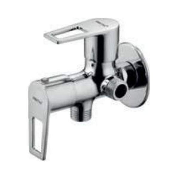 IN 609 Angular stop cock 2 way with wall flange