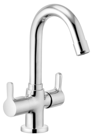ML 1014 J Center hole basin mixer with swivel J spout without popup waste system; 460mm braided hoses