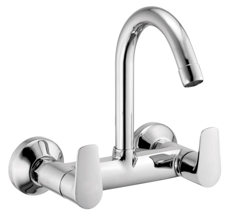 AU 219 Sink mixer with swivel spout and wall flange, wall mounted