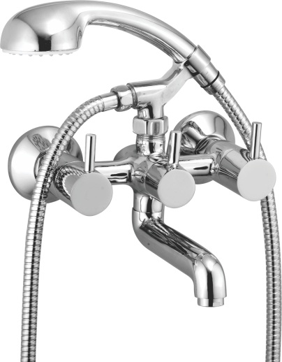 TR 1221 Wall mixer with telephonic shower arrangement (crutch), connecting legs and wall flanges