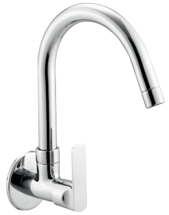 OD 1111 J Sink cock with swivel J spout and wall flange, wall mounted