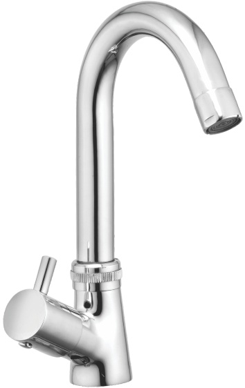 TR 1213 J Swan neck tap with swivel J spout and left hand operating knob