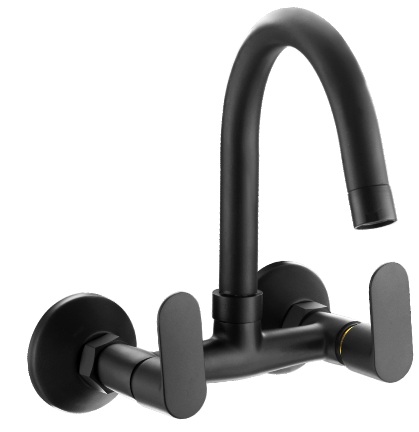 OBK 120 Sink mixer with swivel spout and wall flange, wall mounted