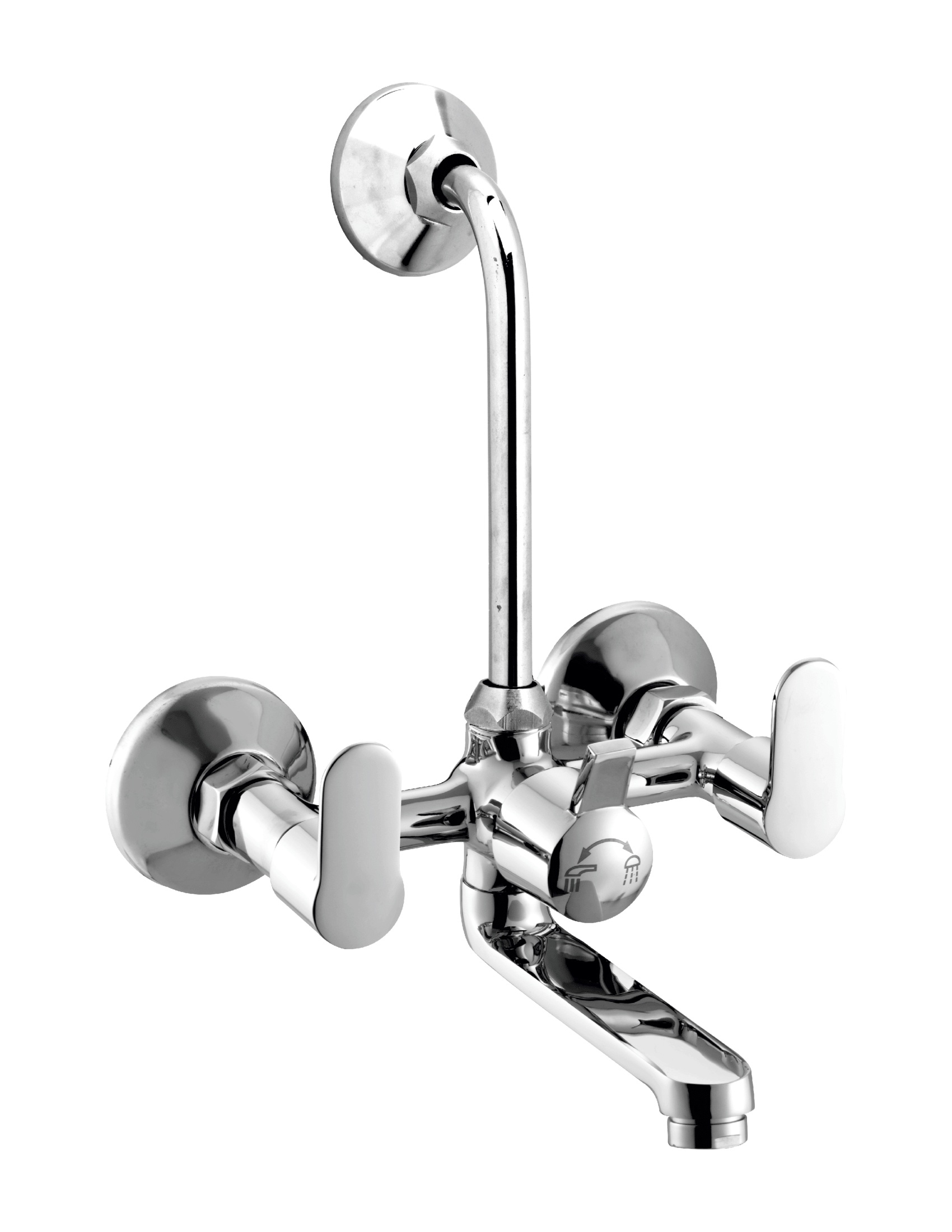 SM 717 Wall mixer with overhead shower provision; 115mm bend pipe, connecting legs and wall flanges