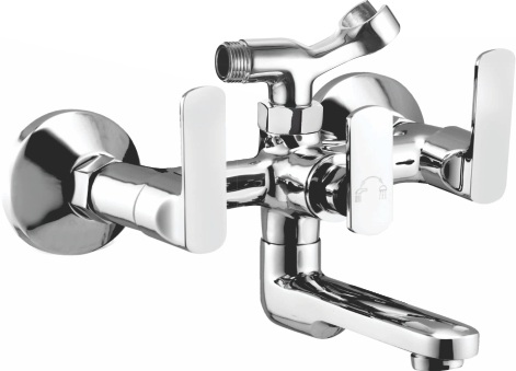 OD 1121 Wall mixer with telephonic shower arrangement (crutch), connecting legs and wall flanges
