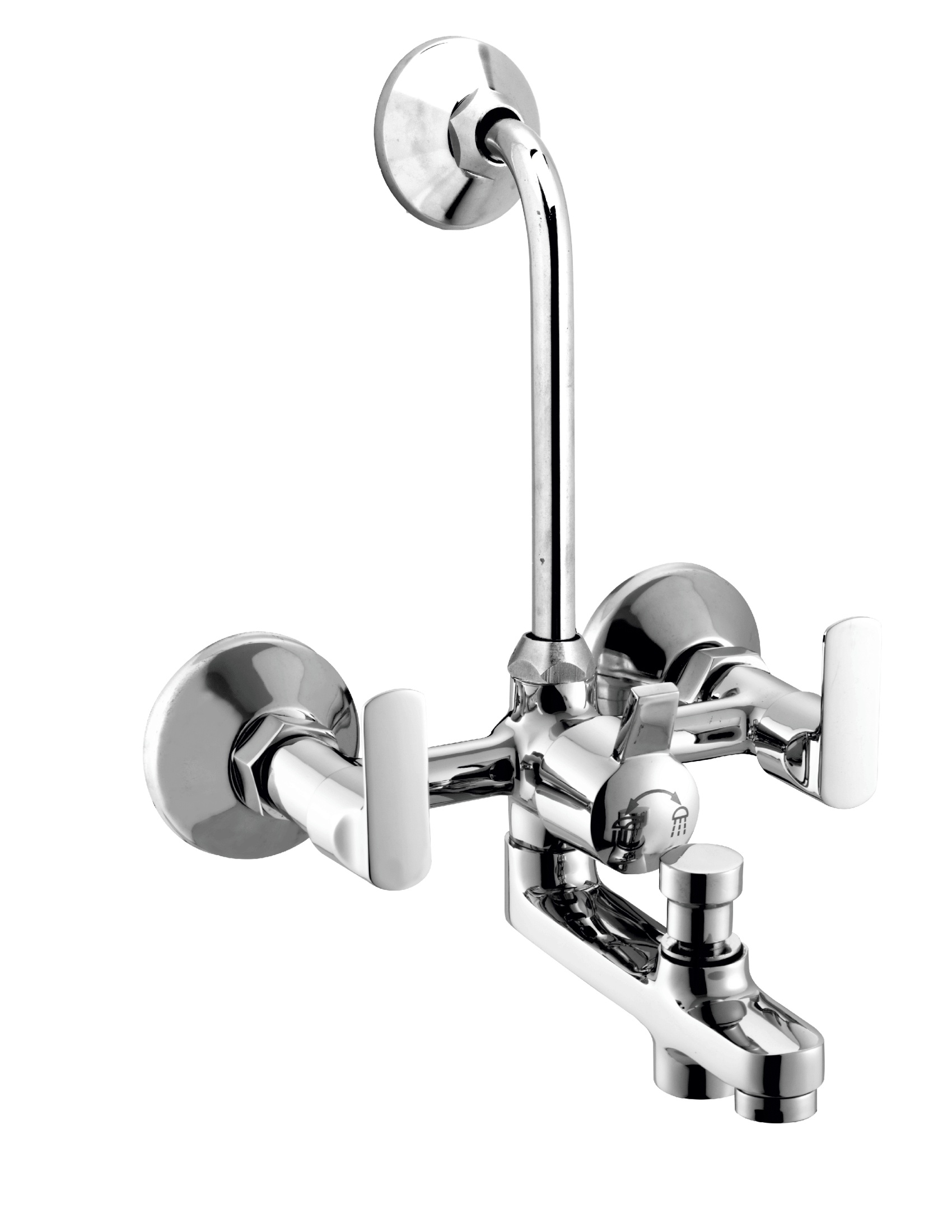 SR 818 Wall mixer 3 in 1 with hand shower and overhead shower provision; 115mm bend pipe, connecting legs and wall flanges