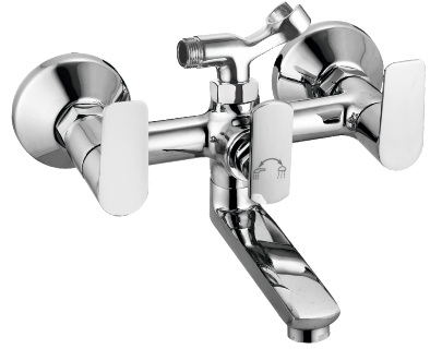 VC 921 Wall mixer with telephonic shower arrangement (crutch), connecting legs and wall flanges