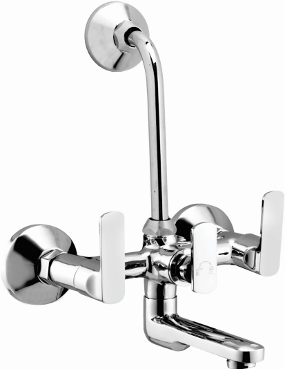 OD 1117 Wall mixer with overhead shower provision; 115mm bend pipe, connecting legs and wall flanges