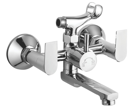 BT 521 Wall mixer with telephonic shower arrangement (crutch), connecting legs and wall flanges