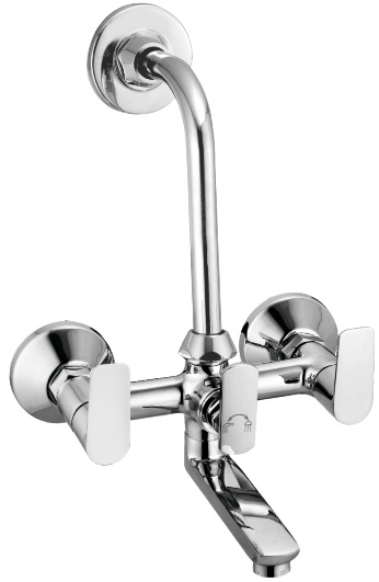 VC 917 Wall mixer with overhead shower provision; 115mm bend pipe, connecting legs and wall flanges