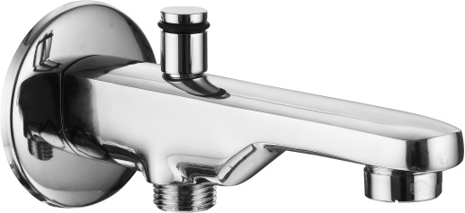 OC 115 Bath tub spout with wall flange and button arrangement for telephonic shower