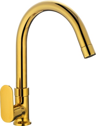 OG 113 J Swan neck tap with swivel J spout and left hand operating knob