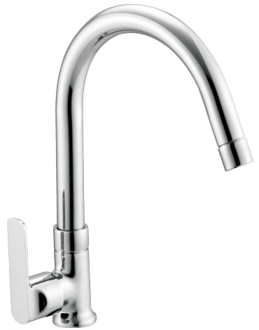 OD 1113 J Swan neck tap with swivel J spout and left hand operating knob