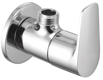AU 203 Angular stop cock with wall flange