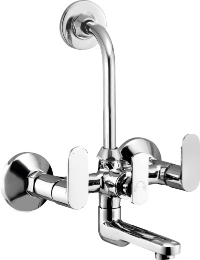 OC 117 Wall mixer with overhead shower provision; 115mm bend pipe, connecting legs and wall flanges