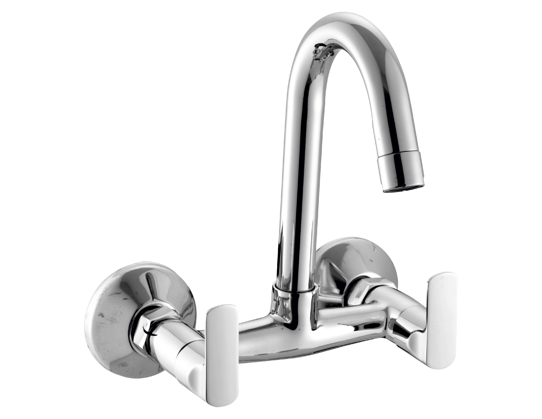SR 820 Sink mixer with swivel spout and wall flange, wall mounted