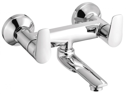 AU 218 Wall mixer non telephonic shower arrangement with connecting legs and wall flanges
