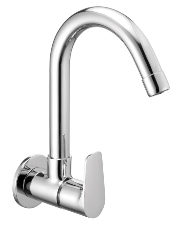 AU 211 J Sink cock with swivel J spout and wall flange, wall mounted