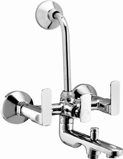 OD 1118 Wall mixer 3 in 1 with hand shower and overhead shower provision; 115mm bend pipe, connecting legs and wall flanges