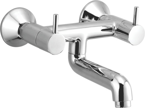 FL 319 Wall mixer non telephonic shower arrangement with connecting legs and wall flanges