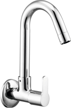 ML 1011 J Sink cock with swivel J spout and wall flange, wall mounted