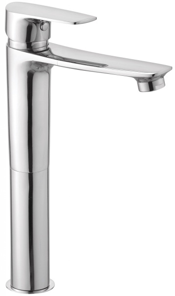 AU 207 Single lever basin mixer with 150mm extension body, fixed spout, without popup waste system; 460mm braided hoses