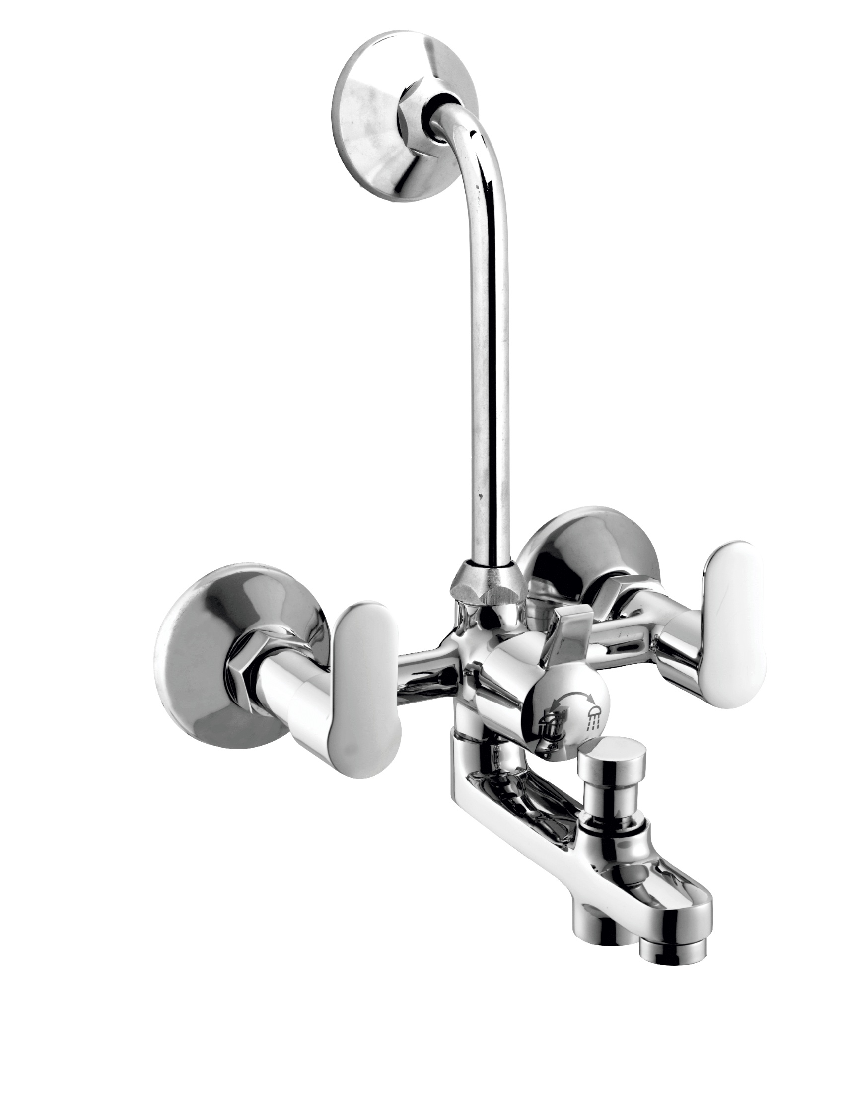 SM 718 Wall mixer 3 in 1 with hand shower and overhead shower provision; 115mm bend pipe, connecting legs and wall flanges