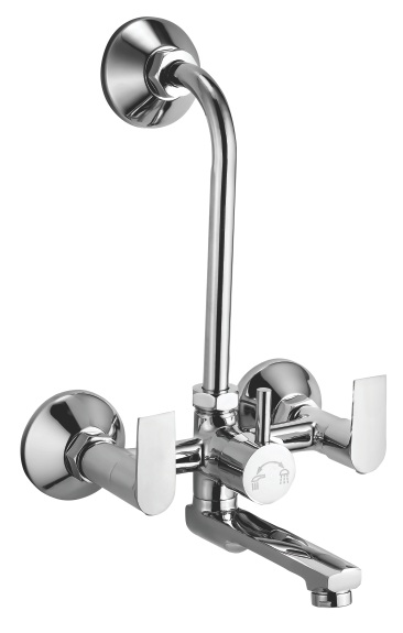 BT 517 Wall mixer with overhead shower provision; 115mm bend pipe, connecting legs and wall flanges