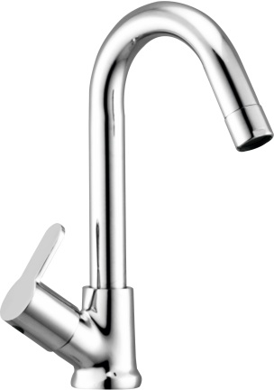 ML 1013 J Swan neck tap with swivel J spout and left hand operating knob