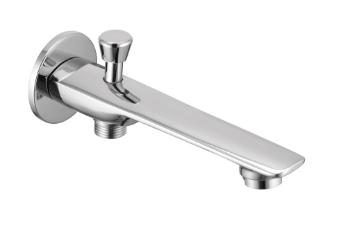 AU 214 Bath tub spout with wall flange and button arrangement for telephonic shower