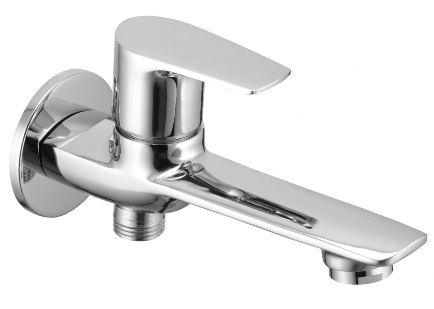 AU 208 Bib cock 2 way with wall flange