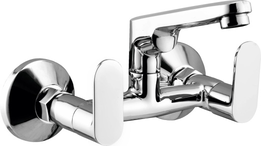 OC 120 Sink mixer with swivel spout and wall flange, wall mounted