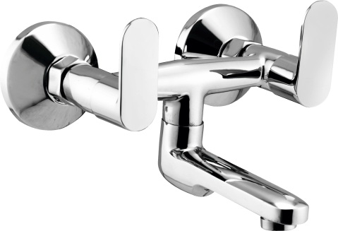 OC 119 Wall mixer non telephonic shower arrangement with connecting legs and wall flanges