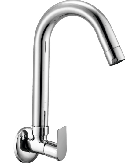 BT 511 J Sink cock with swivel J spout and wall flange, wall mounted