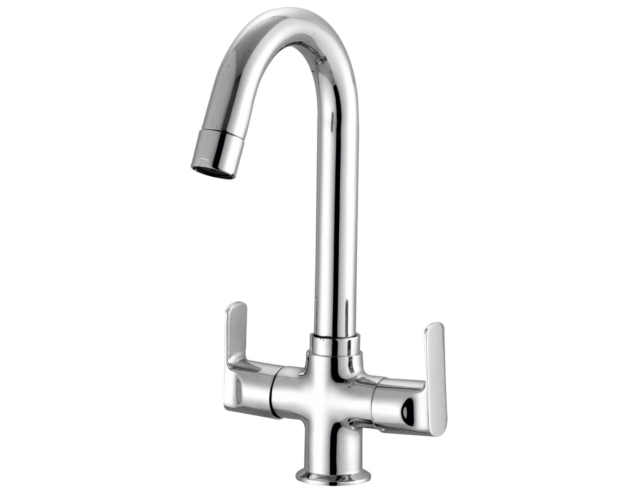 SR 814 J Center hole basin mixer with swivel J spout without popup waste system; 460mm braided hoses