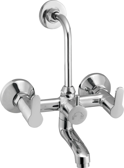 ML 1017 Wall mixer with overhead shower provision; 115mm bend pipe, connecting legs and wall flanges